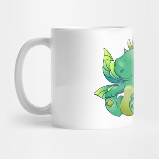 Cute green little dragon with yellow wings Mug